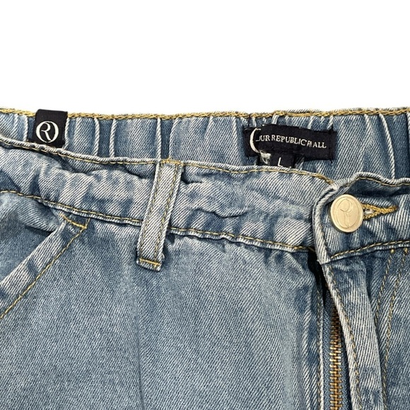 Rock our Republic for All Women's Blue Wide-Leg Cargo Jeans Size L - Picture 2 of 3